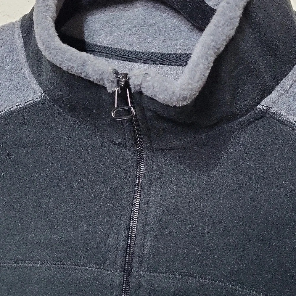 Athletech Mens Large‎ Fleece Jacket Full Zip Gray Black Mock Neck Outdoor Casual